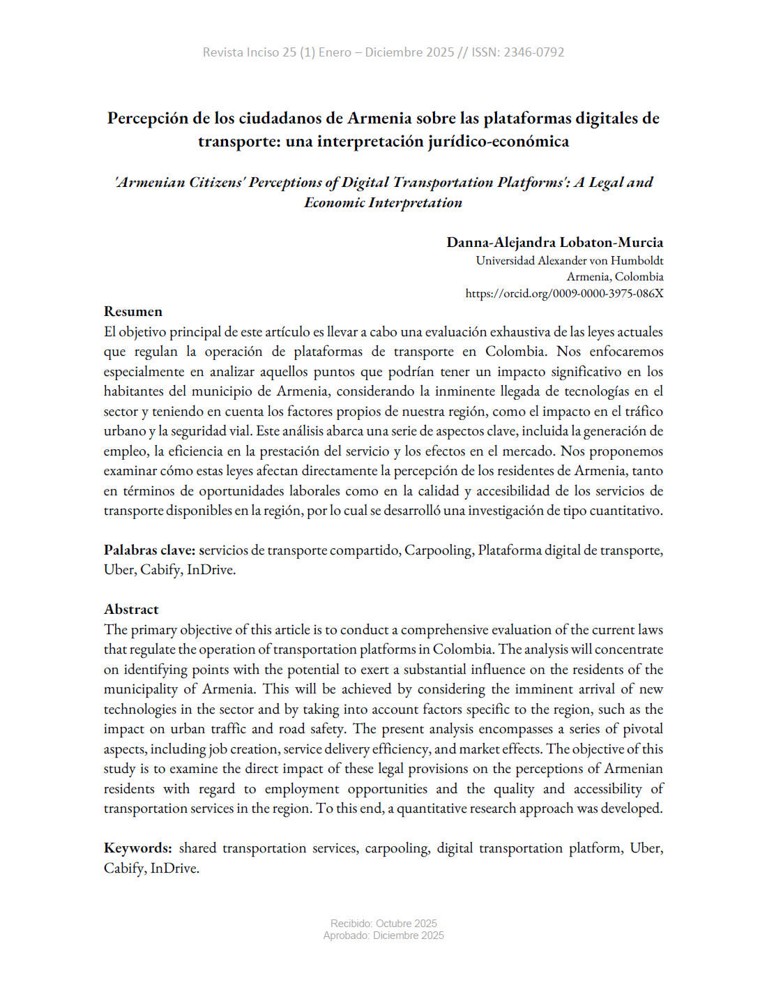 Portada del artículo